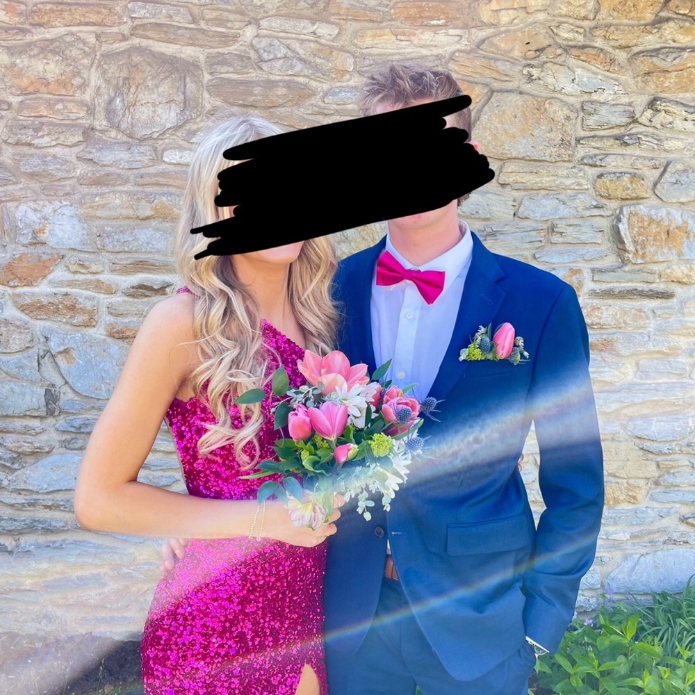 Men's Navy Blazer with Pink Accents